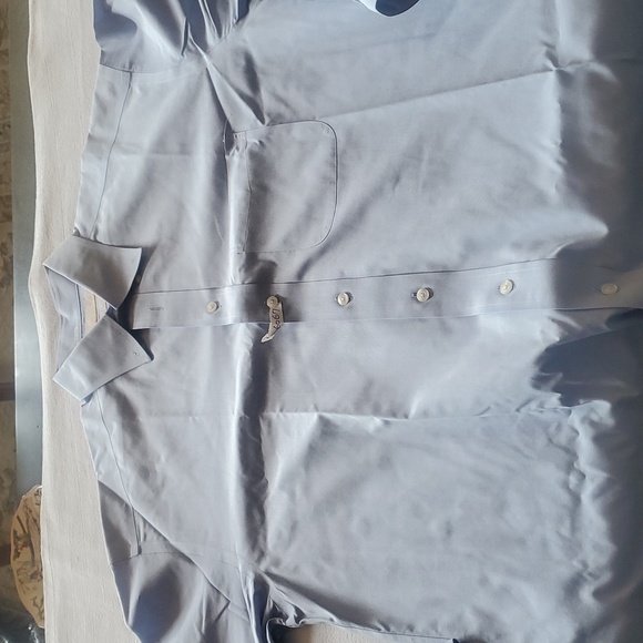 Roundtree & Yorke Gold Label Fitted NON Iron EZ Wash Dress Shirt in Blue Sz 16 - Picture 6 of 10